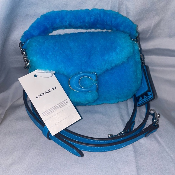 NWT Coach x Lil Nas X Blue Shearling Mini Tabby 12 Shoulder Bag – Rare Collab - Picture 1 of 7